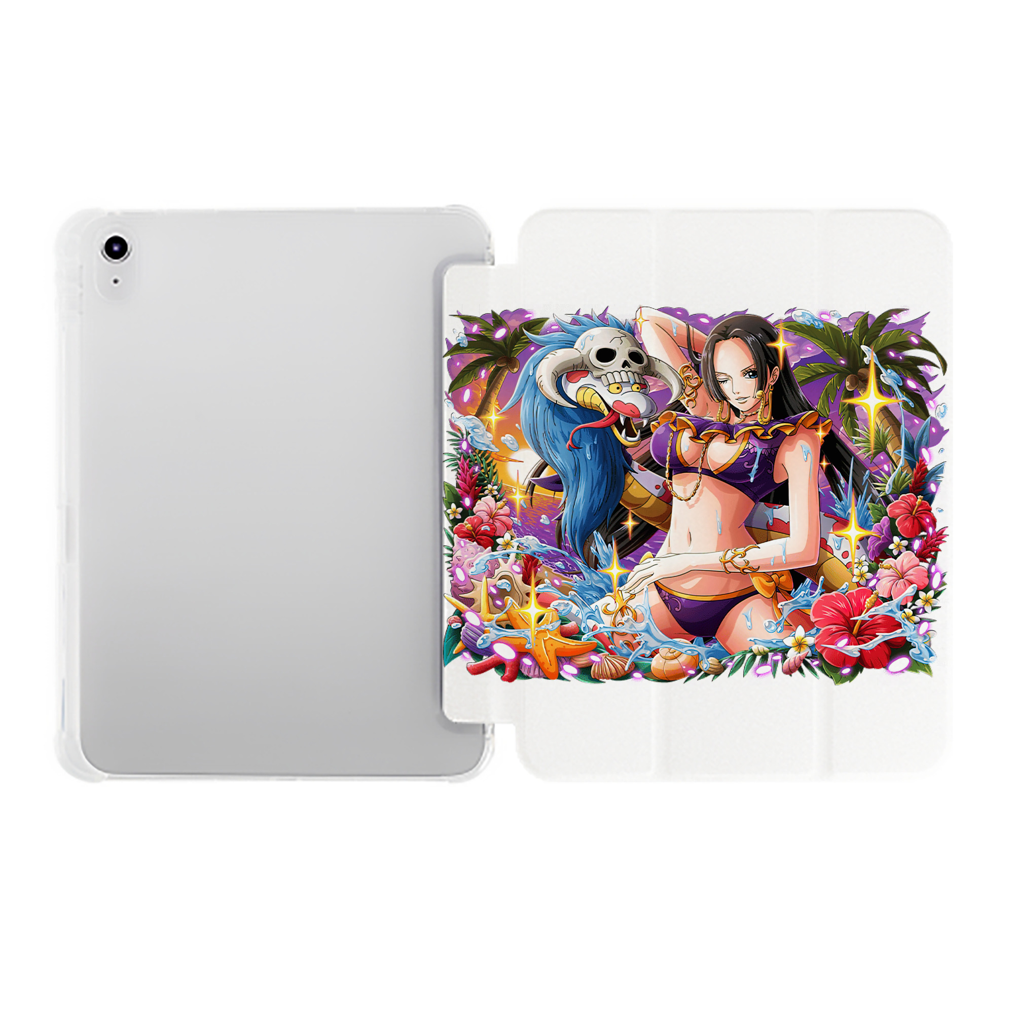 （画像用） ワンピース ボア・ハンコック ONE PIECE Boa·Hancock IPad ケース ペン収納付き 三つ折りスタンド PUレザー×シリコン 対応機種9.5/10.5/10.9インチ